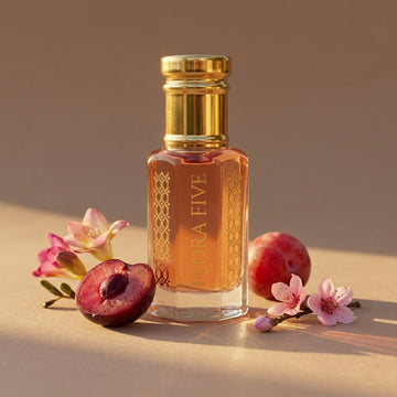 Red Plum & Sandalwood Floral Gourmand Attar — Alcohol-Free Perfume Oil | Flora Five