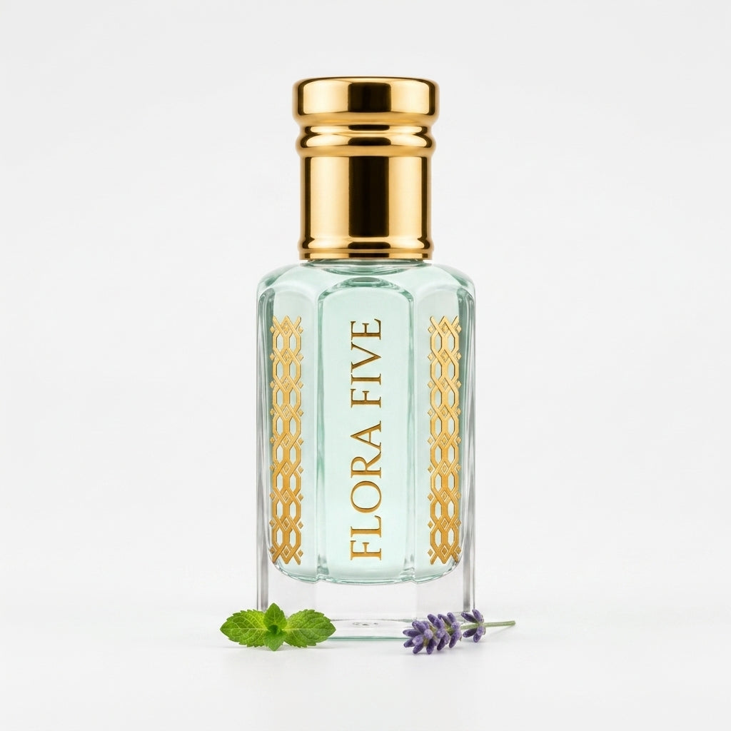 Aab attar roll-on – alcohol-free aquatic sea water and mint perfume oil by Flora Five