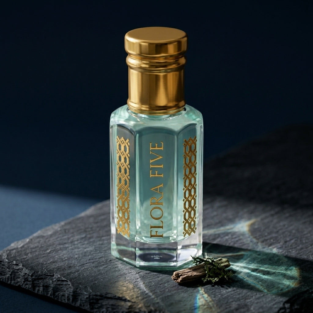 Aab alcohol-free attar by Flora Five – concentrated aquatic woody perfume oil roll-on