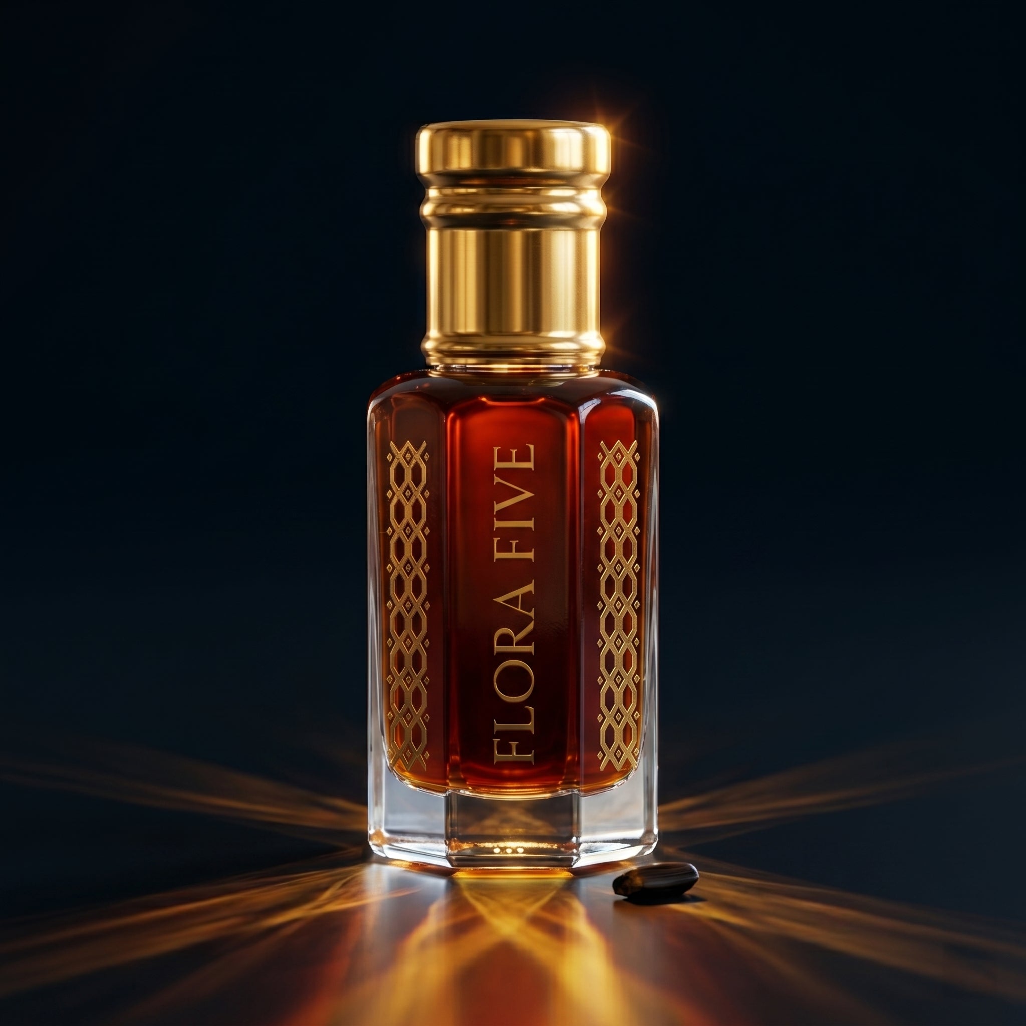 Amberwood Noir alcohol-free attar by Flora Five – concentrated amber musk perfume oil roll-on