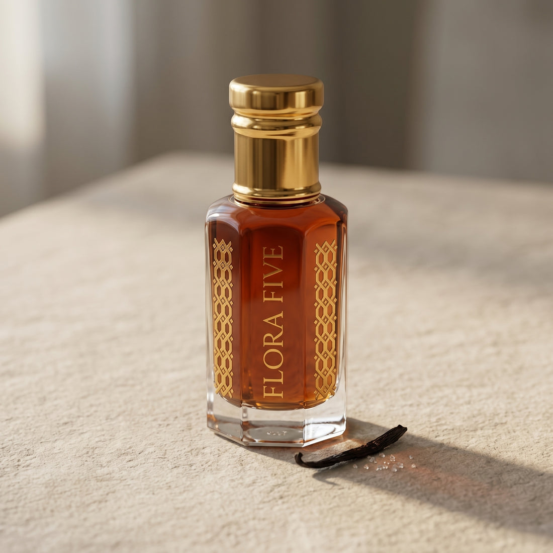 Flora Five Amir Al Oudh – glass roll-on bottle, sweet oud perfume oil
