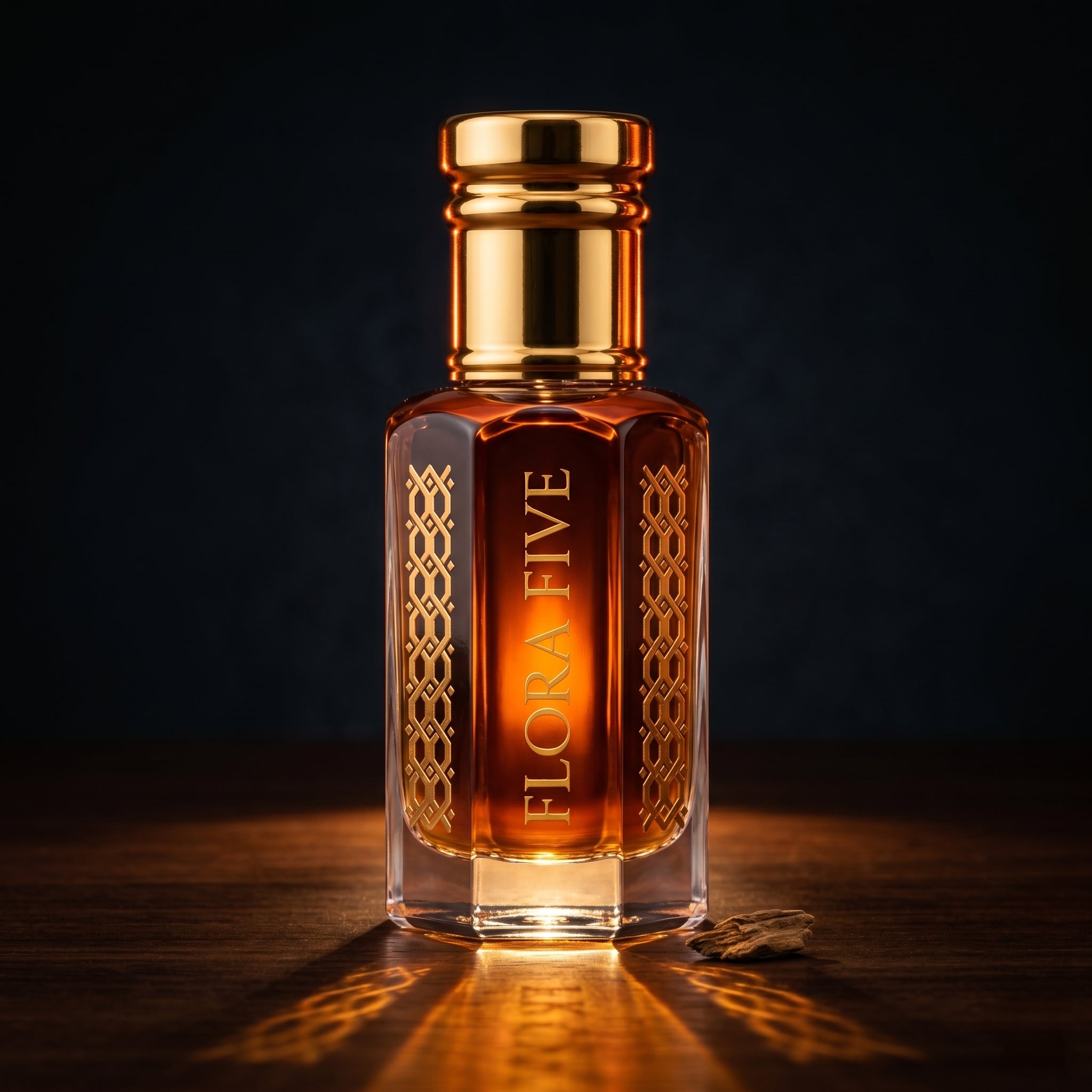 Amir Al Oudh alcohol-free oud attar by Flora Five – concentrated vanilla sandalwood perfume oil