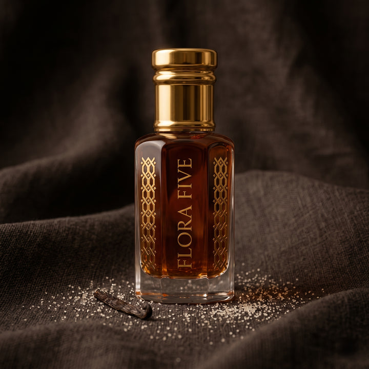 Amir Al Oudh attar – oil-based sweet oud fragrance for pulse-point wear by Flora Five