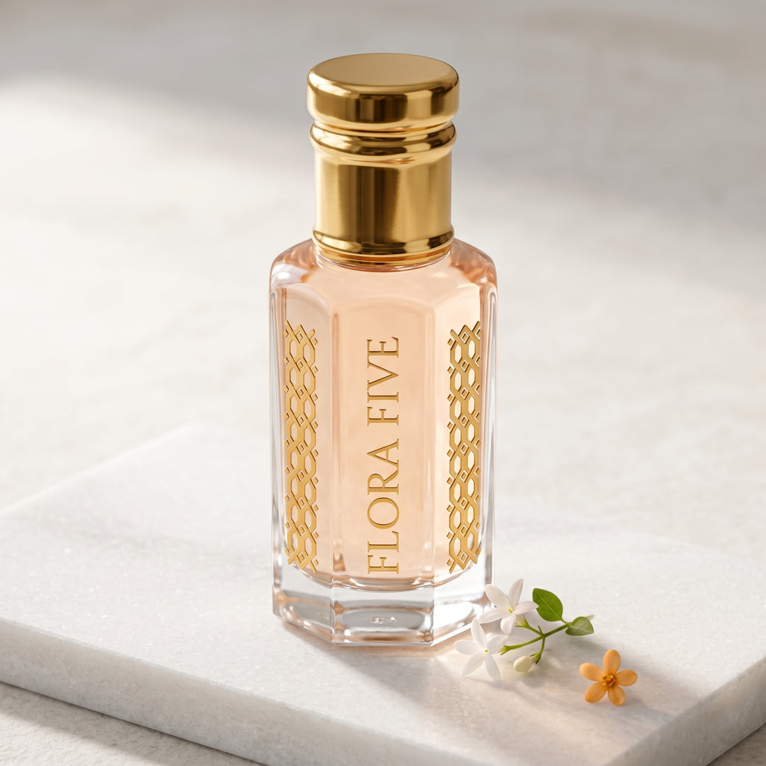 Flora Five Armani My Way inspired attar – glass roll-on bottle, white floral perfume oil for women