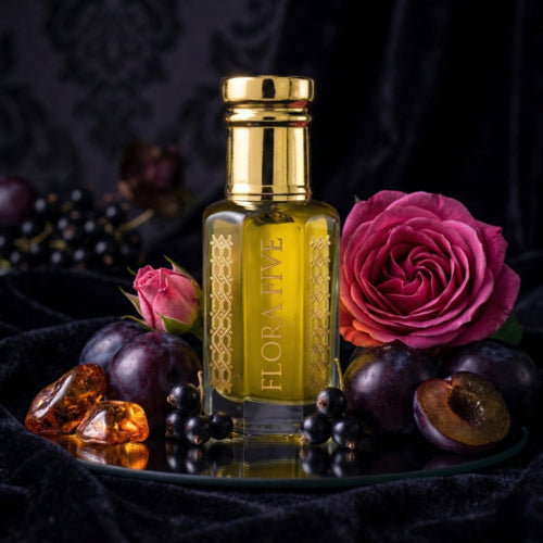 Flora Five Black Rose | Luxury Dark Floral Woody Attar Oil