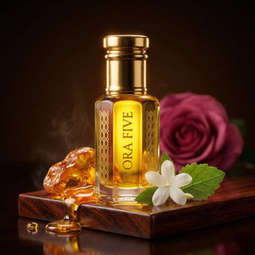 Jasmine & Amber Floral Amber Attar — Alcohol-Free Perfume Oil | Flora Five