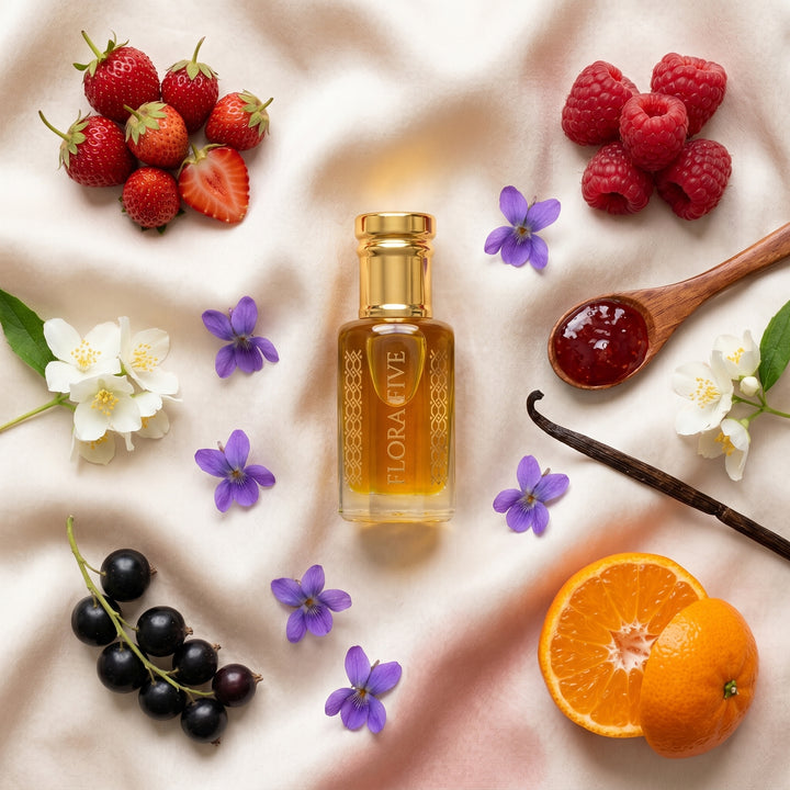 Strawberry & Musk Woody Floral Attar — Alcohol-Free Perfume Oil | Flora Five