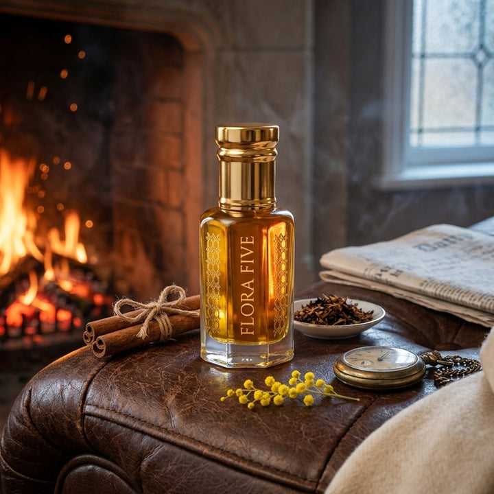 Bergamot & Gaiac Leather Spicy Attar — Alcohol-Free Perfume Oil | Flora Five