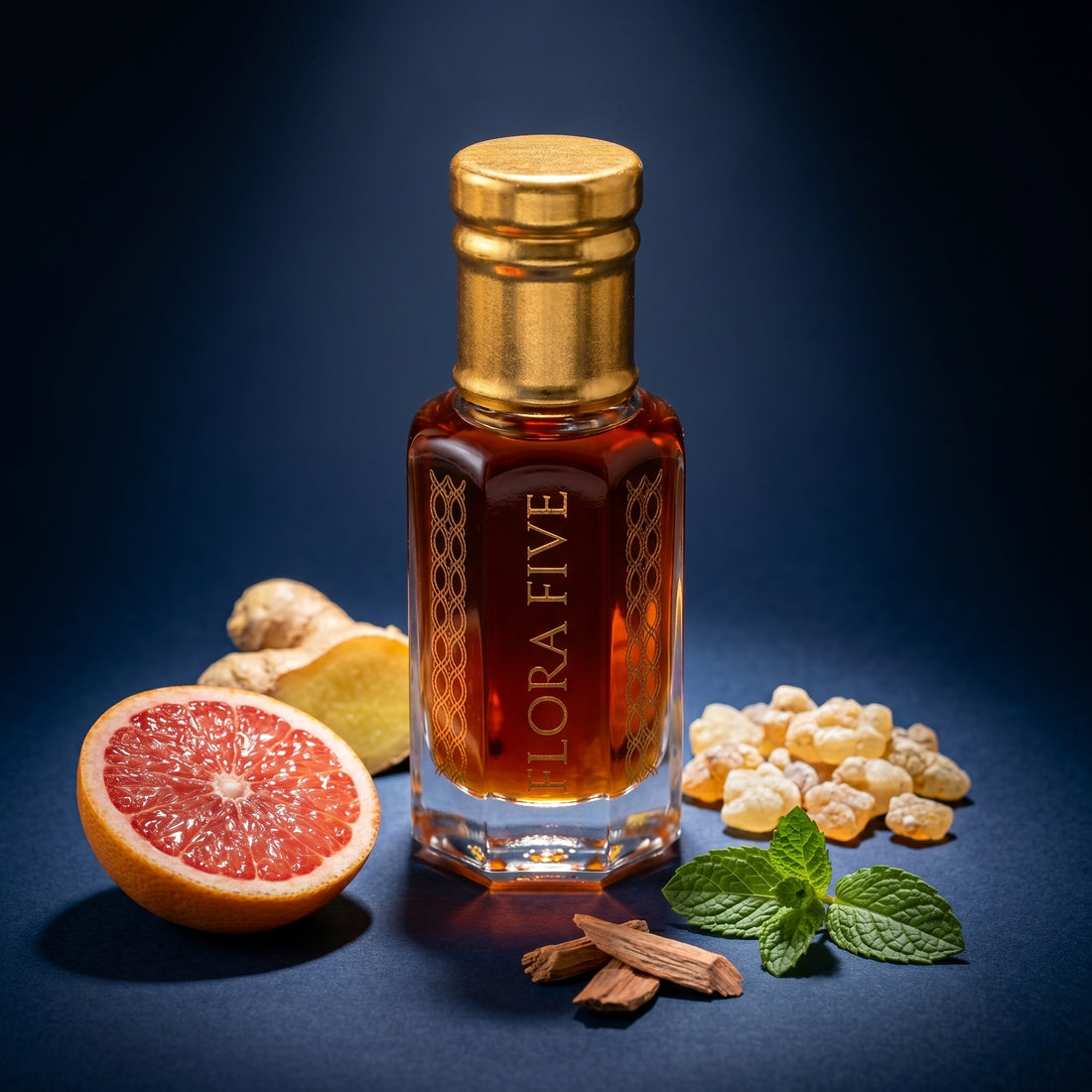 Bleu de Chanel inspired attar – alcohol-free grapefruit, cedar & sandalwood perfume oil roll-on by Flora Five
