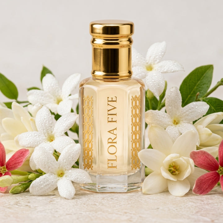 Flora Five Gucci Bloom attar oil – white floral fragrance for evening wear