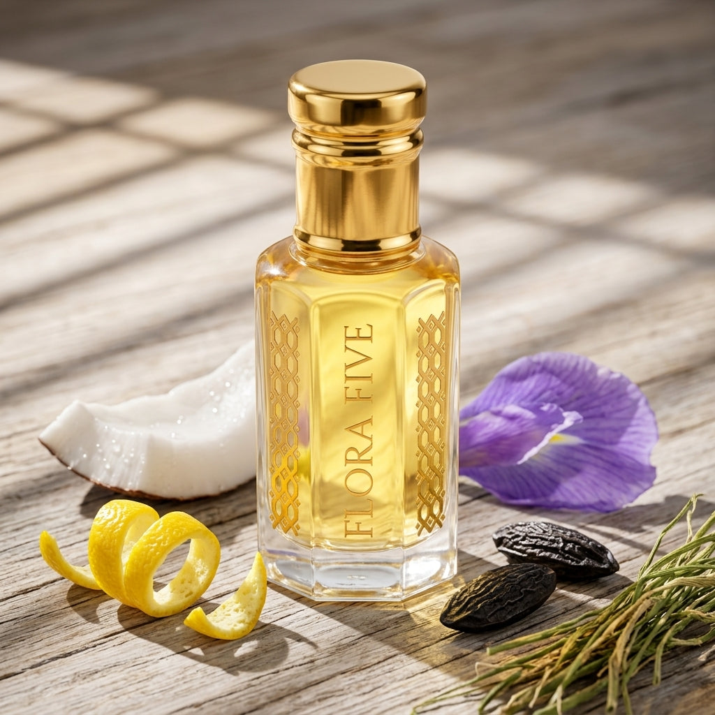 Flora Five Afternoon Swim halal perfume oil, alcohol-free and long-lasting