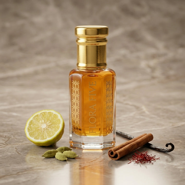 Bergamot & Vanilla Spicy Gourmand Attar — Alcohol-Free Perfume Oil | Flora Five