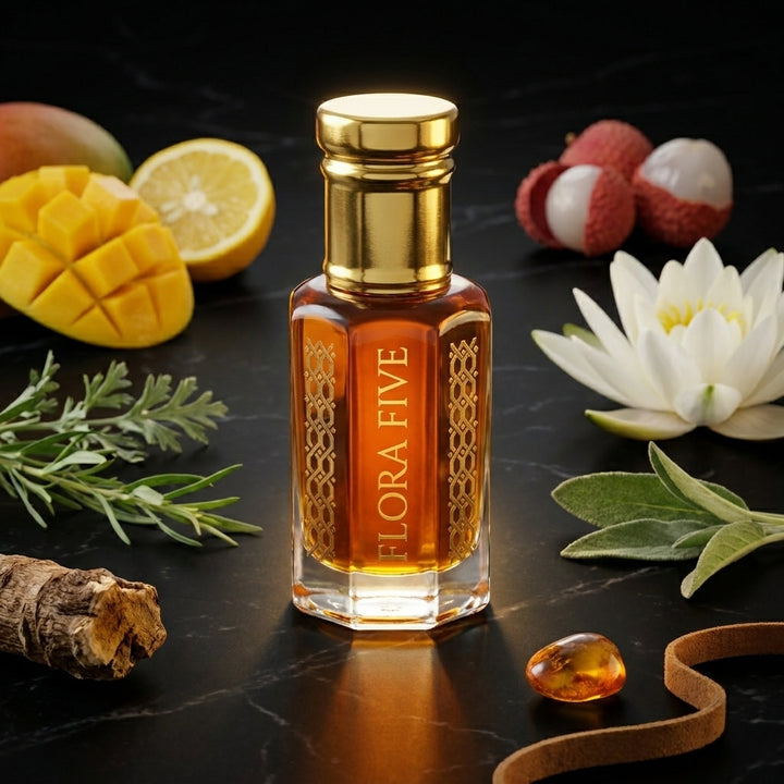 Mango & Patchouli Gourmand Woody Attar — Alcohol-Free Perfume Oil | Flora Five