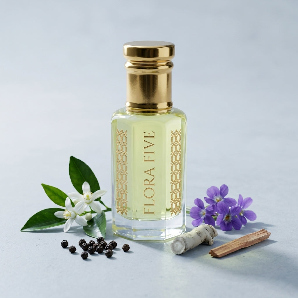 Neroli & Cedar Floral Woody Attar — Alcohol-Free Perfume Oil | Flora Five