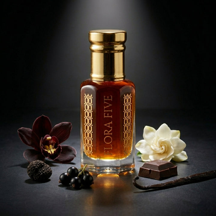 Truffle & Mexican Chocolate Floral Woody Attar — Alcohol-Free Perfume Oil | Flora Five