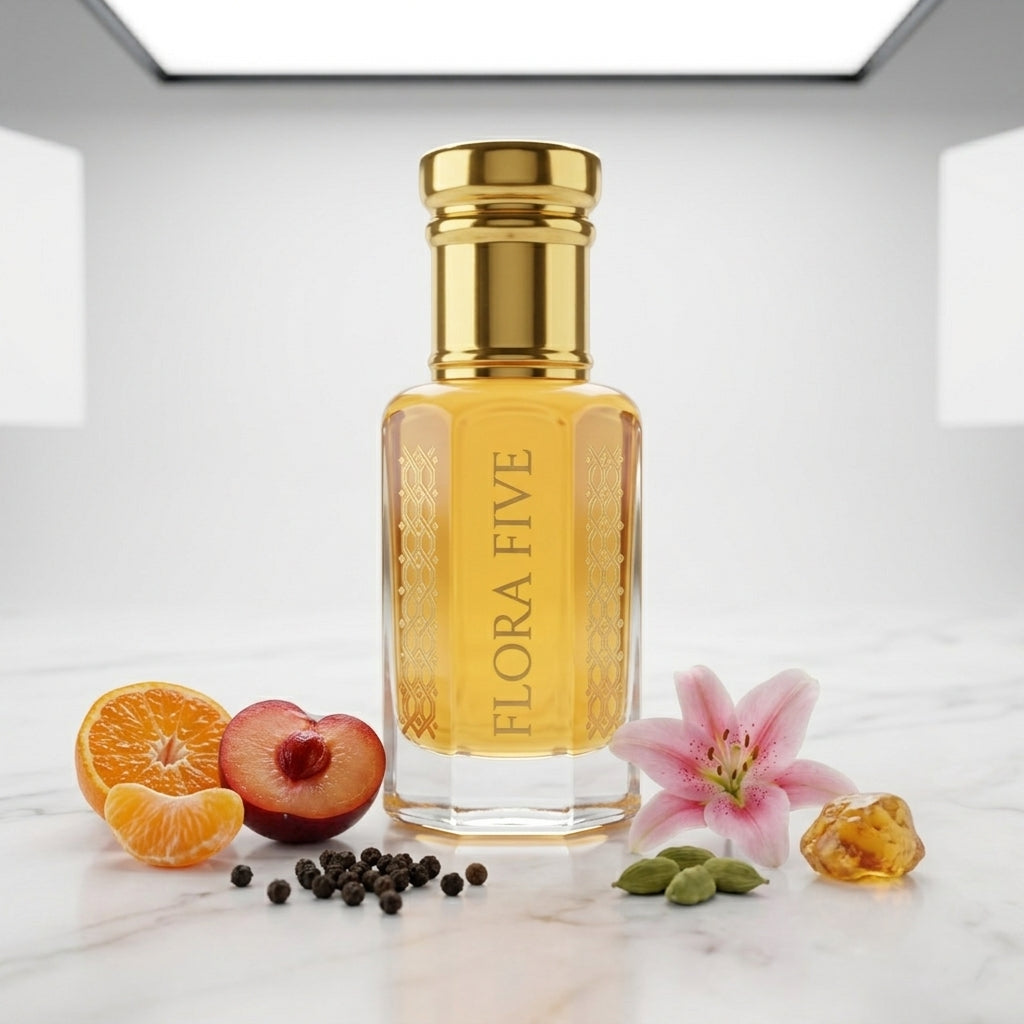 Shanghai Lily inspired attar – alcohol-free bitter orange, lily & jasmine perfume oil roll-on by Flora Five