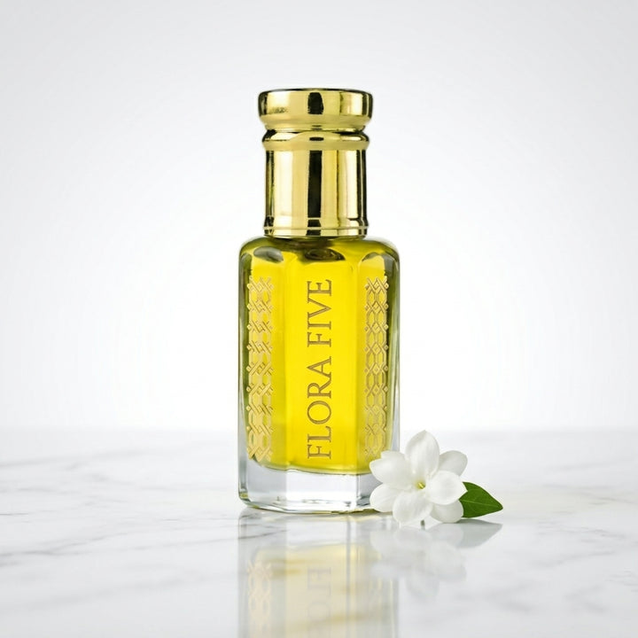 Libre inspired attar – alcohol-free pear, tuberose & amber perfume oil roll-on by Flora Five