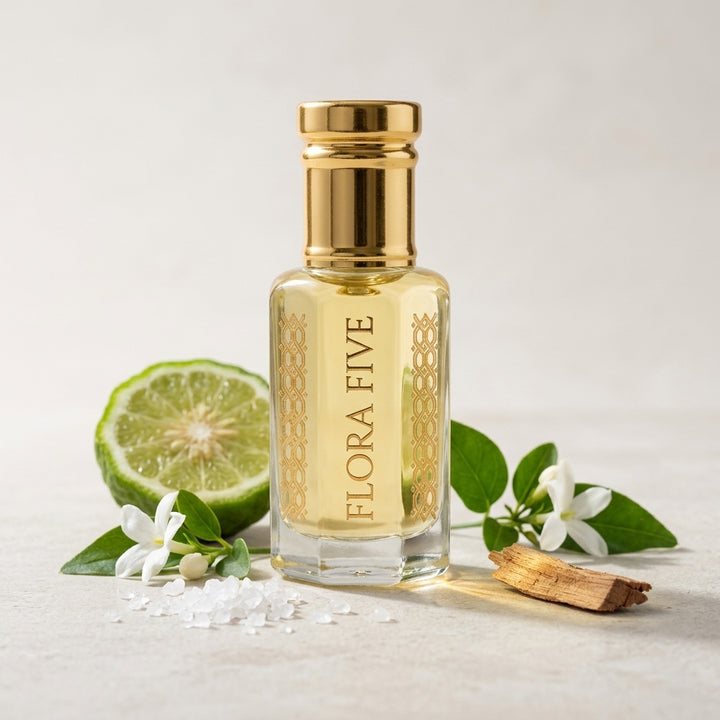 Bergamot & Vanilla Floral Spicy Attar — Alcohol-Free Perfume Oil | Flora Five